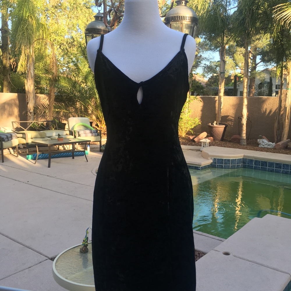 Black crushed velvet dress